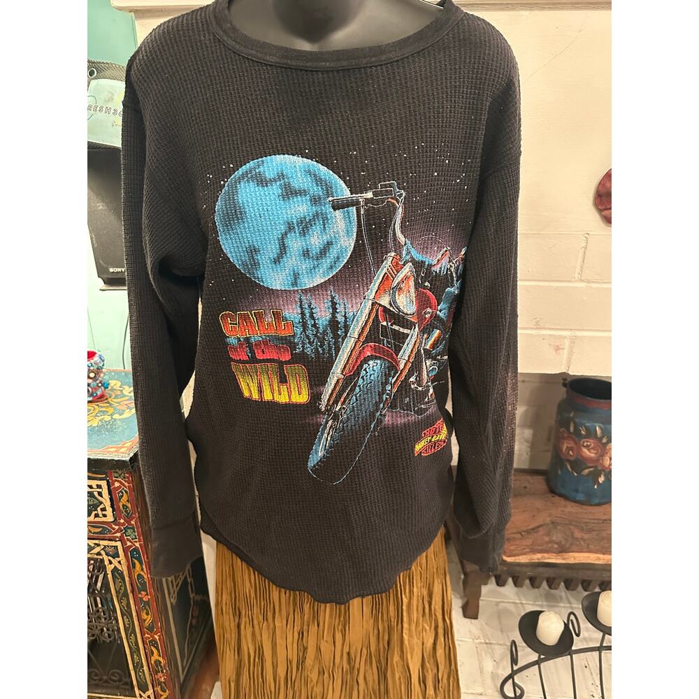 VINTAGE 1992 HOLOUBEK HARLEY DAVIDSON CALL OF THE WILD THERMAL WAFFLE TOP